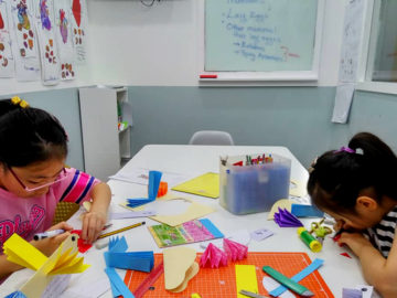 students working on crafts