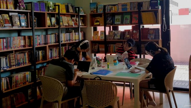 students studying in Leaders Academy Library