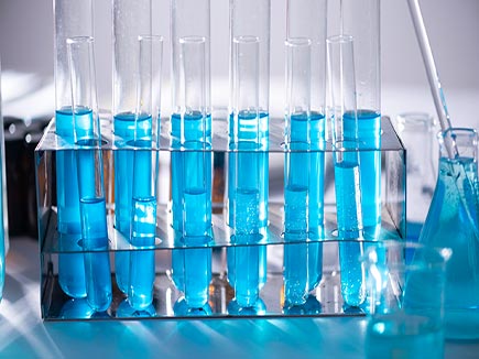 Test Tubes with blue liquid