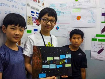 students presenting astronomy