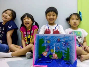 students with a diorama